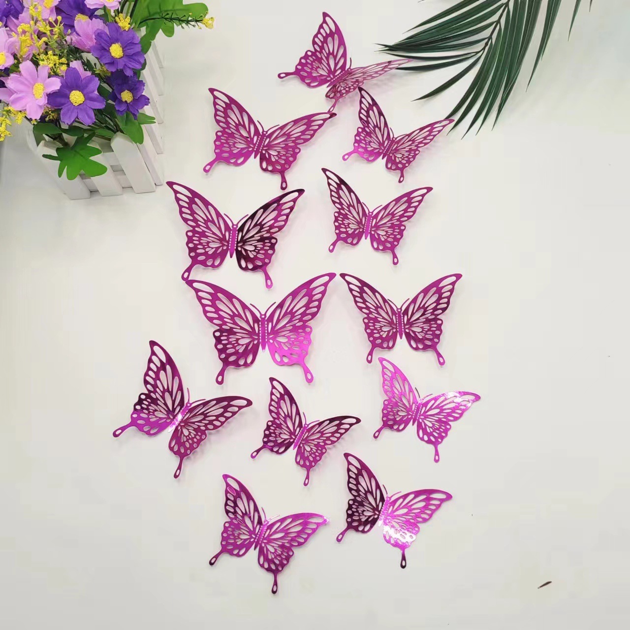 Shimmering Butterfly Magic: Metallic Decor for Your Walls & Cakes, 12-Piece Set in 11 Colors