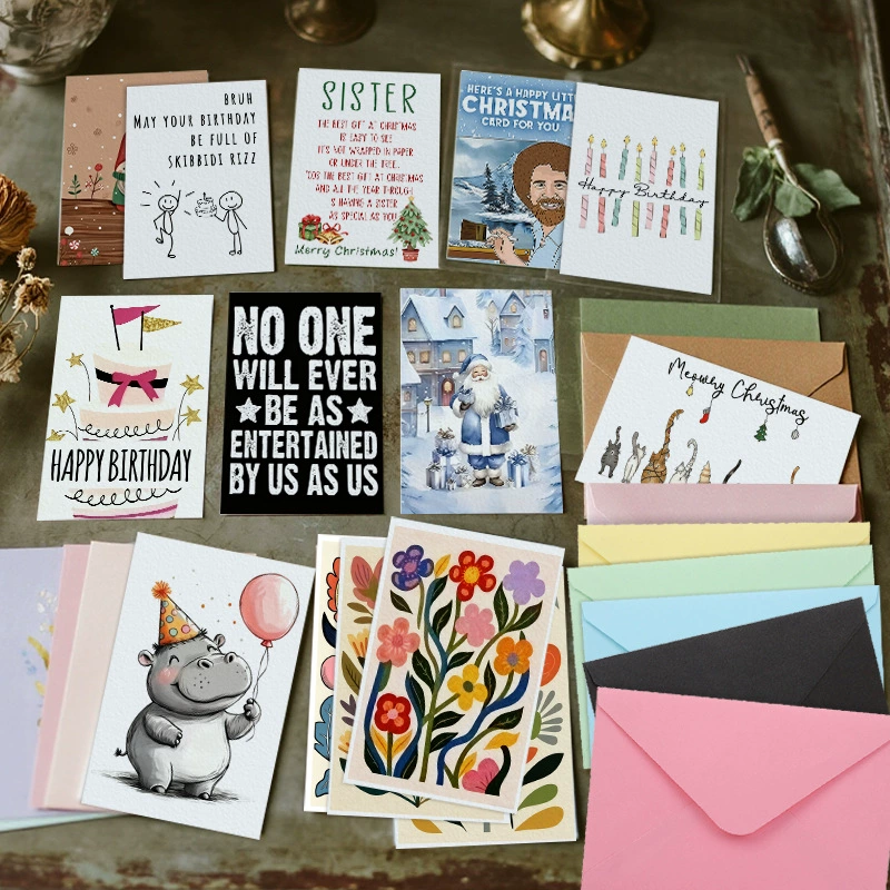 Mixed Design Holiday Greeting Card Set Christmas Birthday Thank You Wedding Note Cards with Envelopes Assorted Occasion Blank Message Cards for Gift Enclosure