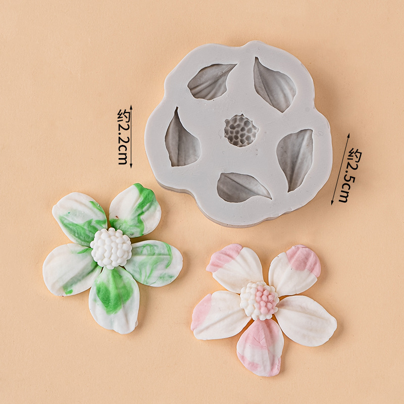 Flower Petal Silicone Mold Set Five-Petal Rose Peony Flower Shaped Molds for Chocolate Fondant Cake Decoration Epoxy Resin DIY Craft Making