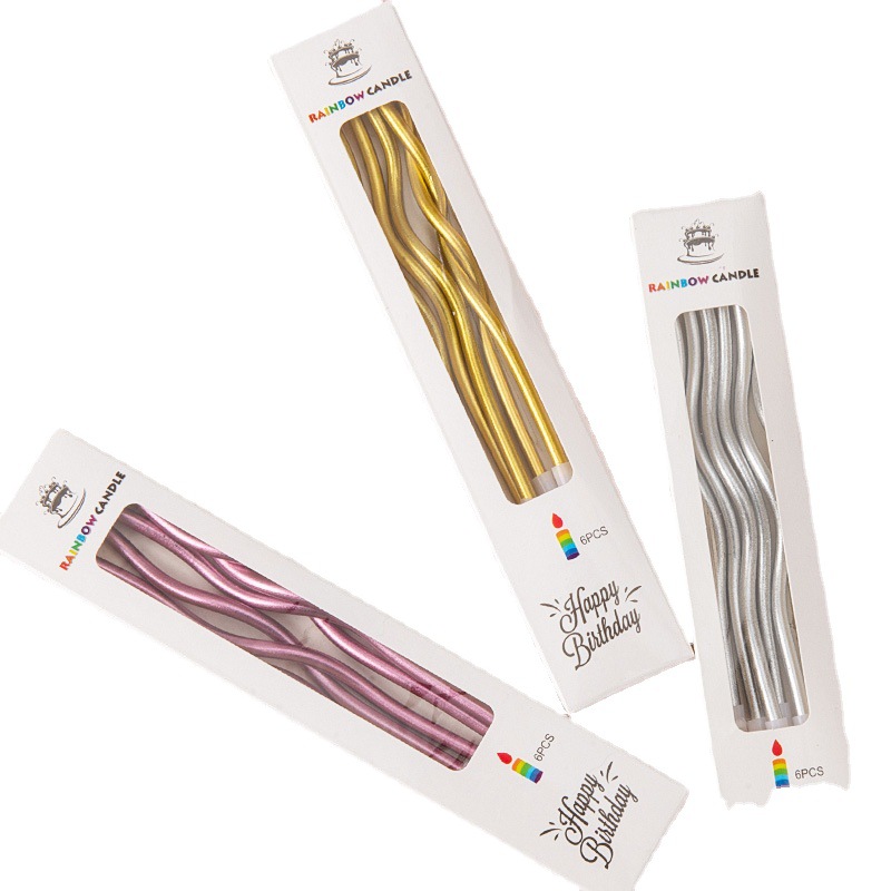 Creative Bent Cake Candles | Electroplated 5-Color Vintage Candle Toppers | Birthday Party Dessert Table Decoration