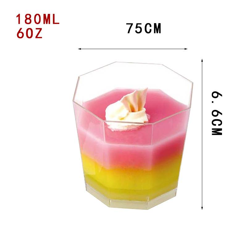 Disposable Plastic Trapezoidal Dessert Cups Gold Mousse Cup Ice Cream Cup Parfait Cup Chocolate Dessert Cup with Spoons