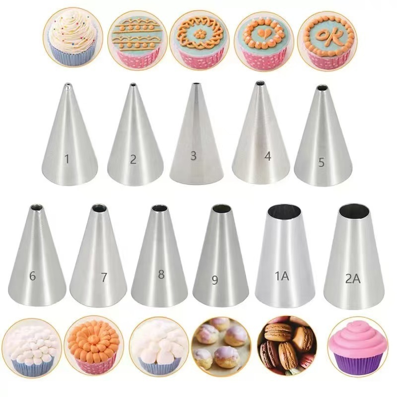 11Pcs Round Hole Piping Tips Set, 304 Stainless Steel Small Round Icing Nozzles for Dot Writing Cookie Cake Cupcake Decorating
