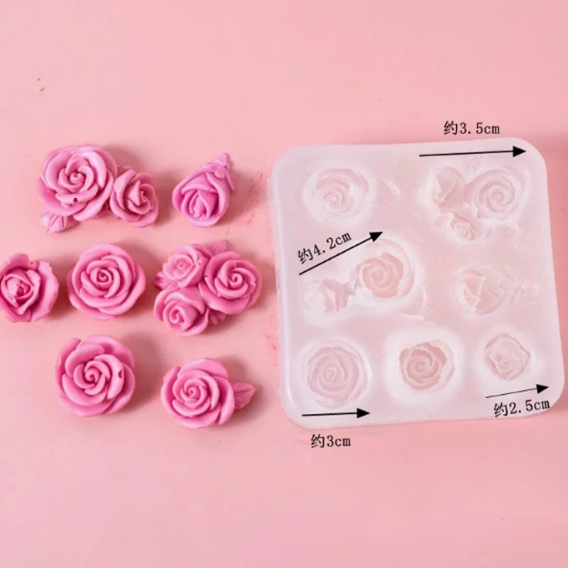 Flower Petal Silicone Mold Set Five-Petal Rose Peony Flower Shaped Molds for Chocolate Fondant Cake Decoration Epoxy Resin DIY Craft Making