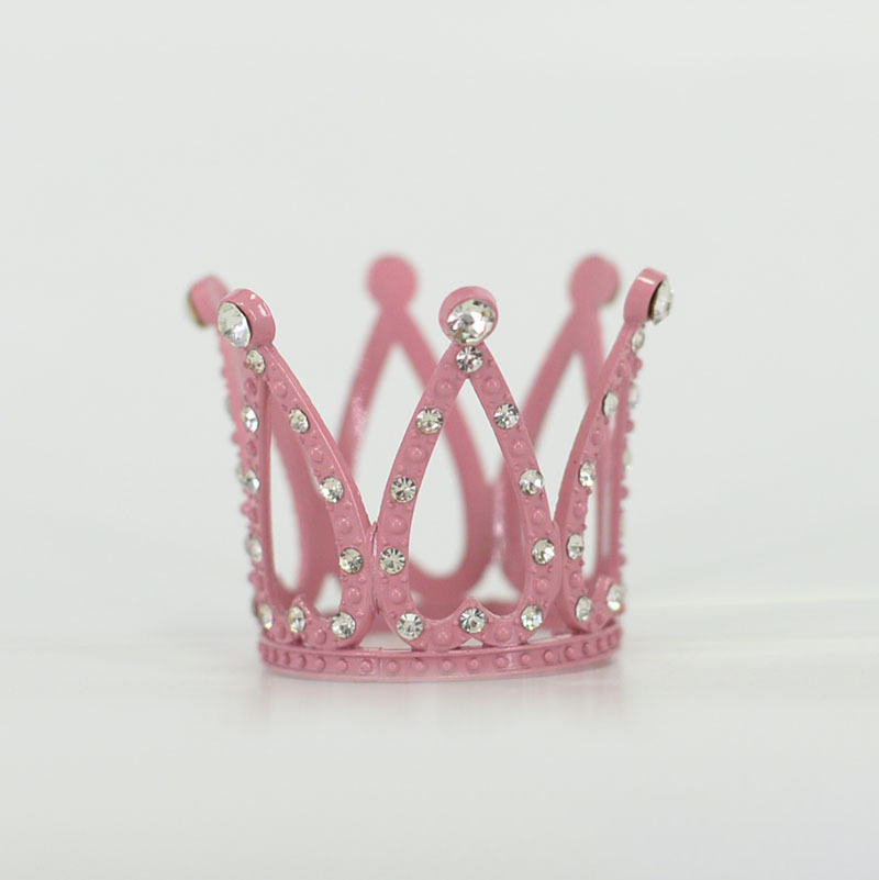 Princess Rhinestone Crown - Round Heart Design, Dual Use for Kids' Birthday Cake Decoration & Stage Performance Accessories