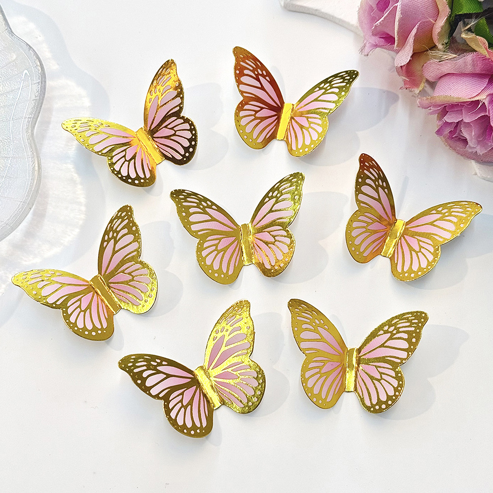 Shimmering 3D Gold Foil Butterflies - Whimsical Elegance for Enchanted Decor
