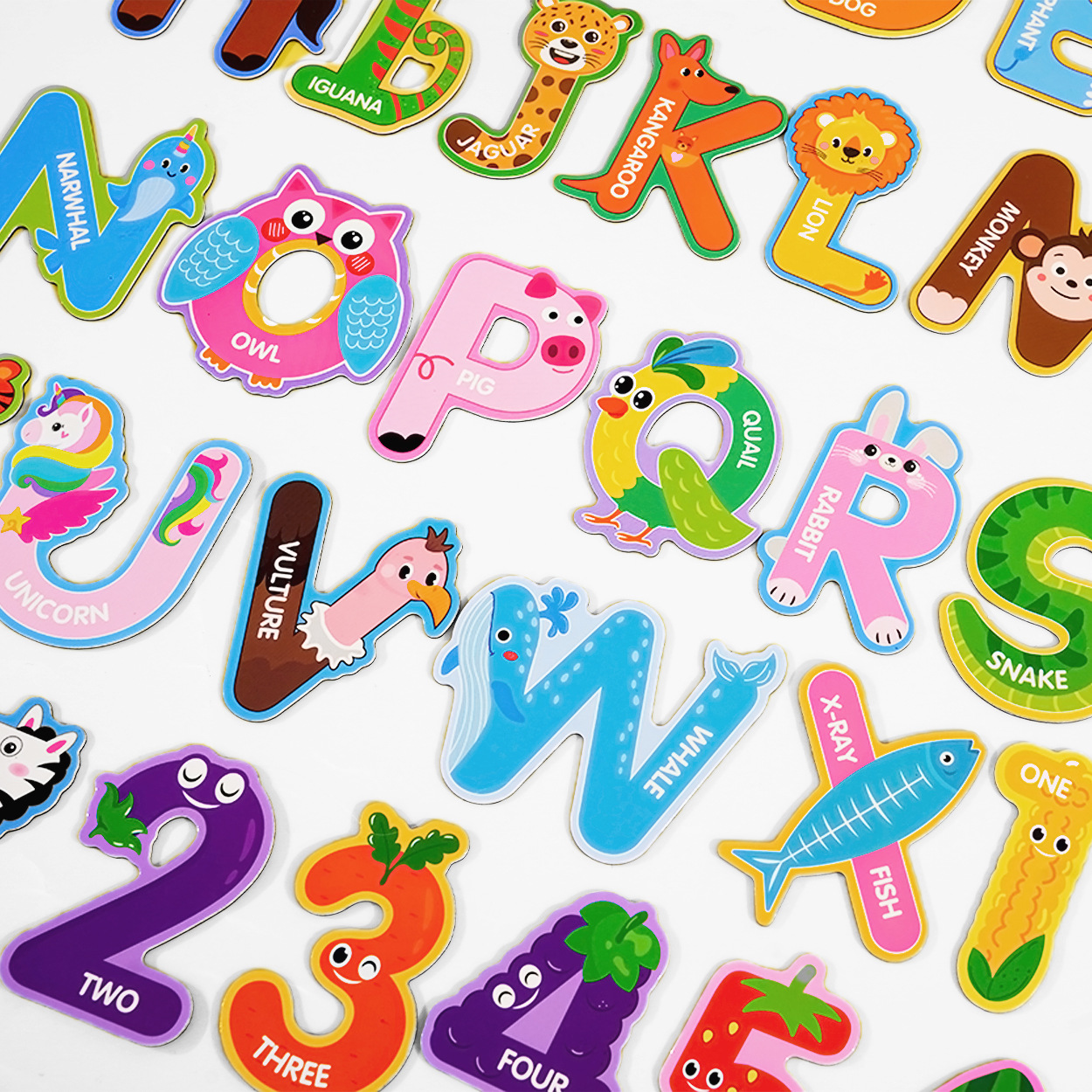 Soft Magnetic Animal & Letter Fridge Magnets - Cute Cartoon Decorative Magnets for Kids Early Learning & Home Kitchen