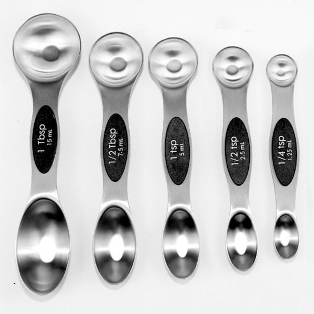 Magnetic Measuring Spoons Set of 9 Dual Sided Stainless Steel Measuring Spoons Stackable Nesting Tablespoon Teaspoon, Fits in Spice Jars, for Dry or Liquid Ingredients