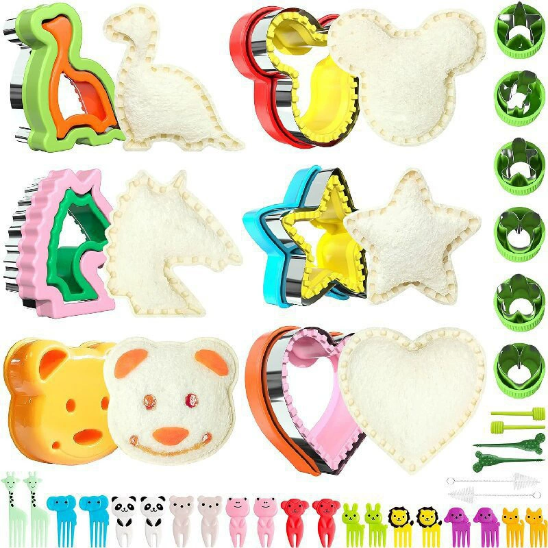 Animal & Heart Shaped Stainless Steel Cookie Cutters, Multi-Shape Sandwich Fruit Vegetable Cutting Molds
