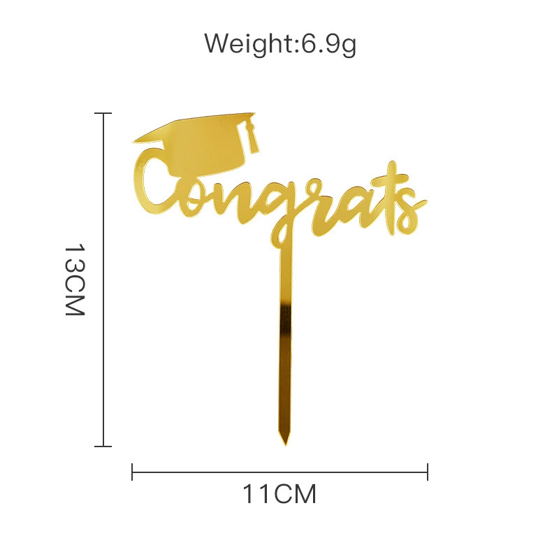 Graduation Cake Topper, UV Printed Acrylic Graduation Party Cake Decorations (Assorted Designs)