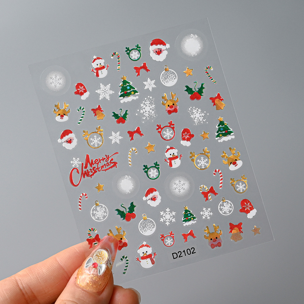 Festive Nail Sticker Set | Thin Reindeer & Snowflake Designs with Waterproof Backing, Christmas Theme Nail Art Decoration Kit