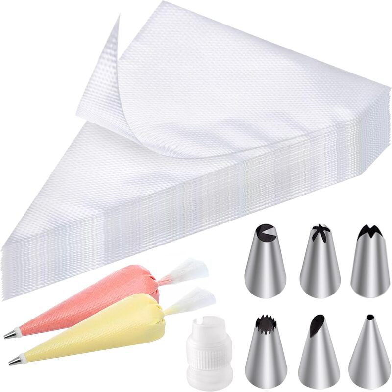 128Pcs Complete Cake Decorating Kit, Stainless Steel Piping Tips, Reusable & Disposable Pastry Bags, Couplers, Icing Scrapers Baking Supplies Set