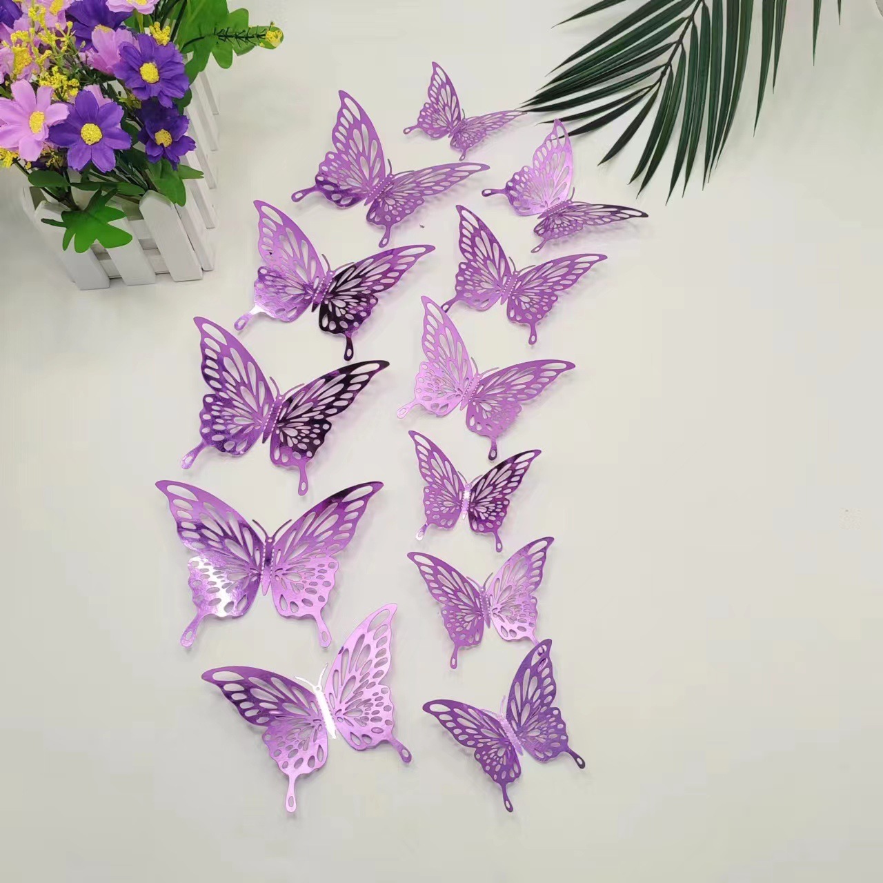Shimmering Butterfly Magic: Metallic Decor for Your Walls & Cakes, 12-Piece Set in 11 Colors