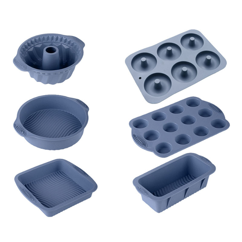 Silicone Baking Mold Set Non-Stick Food Grade Bakeware Kit Including Loaf Pan, Bundt Cake Mold, Muffin Tray for Bread Cake Baking Oven Use
