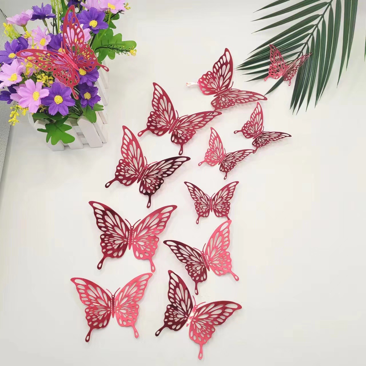 Shimmering Butterfly Magic: Metallic Decor for Your Walls & Cakes, 12-Piece Set in 11 Colors