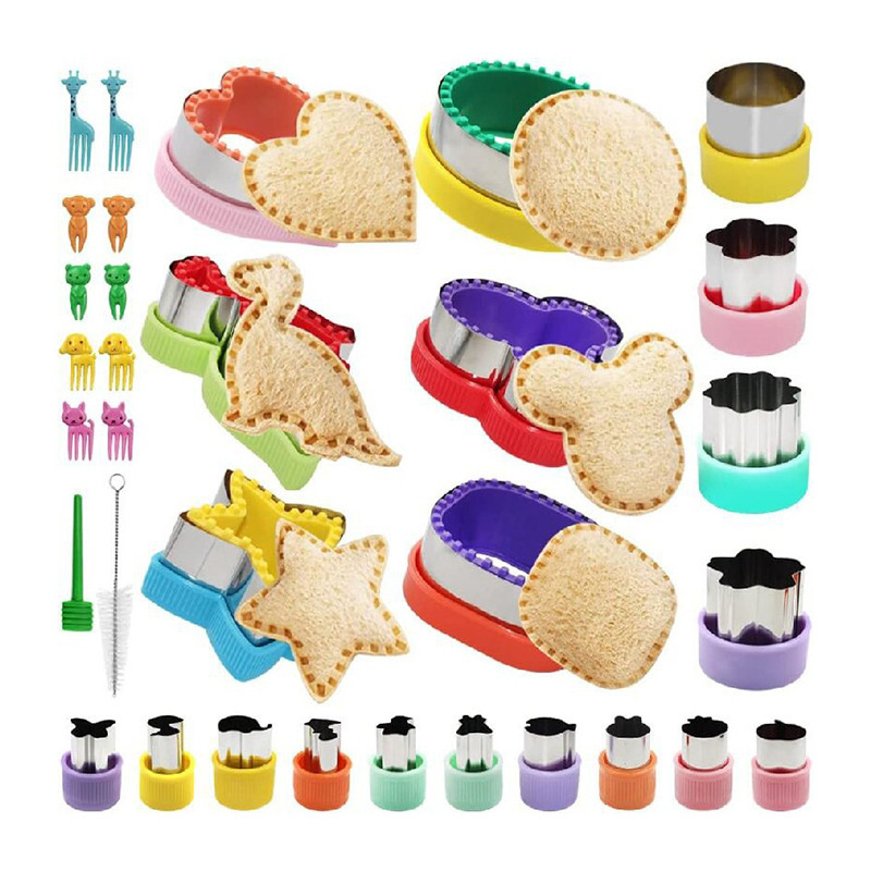 Animal & Heart Shaped Stainless Steel Cookie Cutters, Multi-Shape Sandwich Fruit Vegetable Cutting Molds