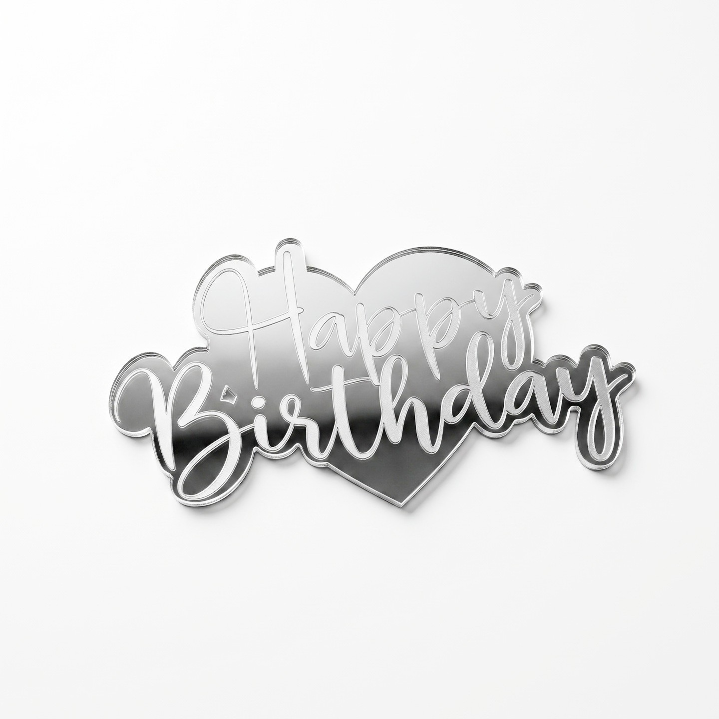 Heart-Shaped Acrylic Cupcake Toppers, "Happy Birthday" & "Happy Anniversary" Cake Decorations