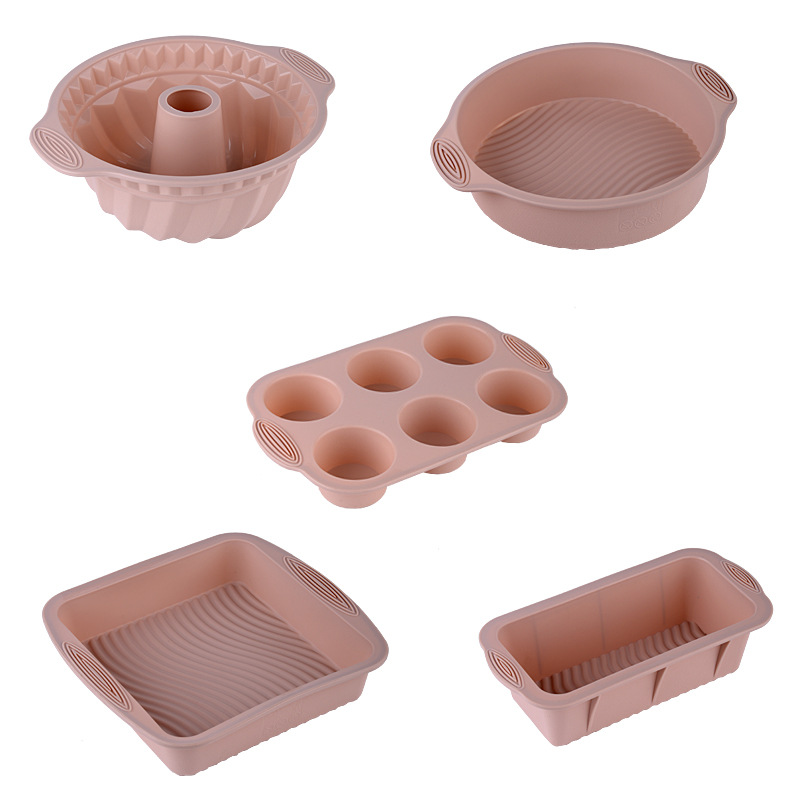 Silicone Baking Mold Set Non-Stick Food Grade Bakeware Kit Including Loaf Pan, Bundt Cake Mold, Muffin Tray for Bread Cake Baking Oven Use