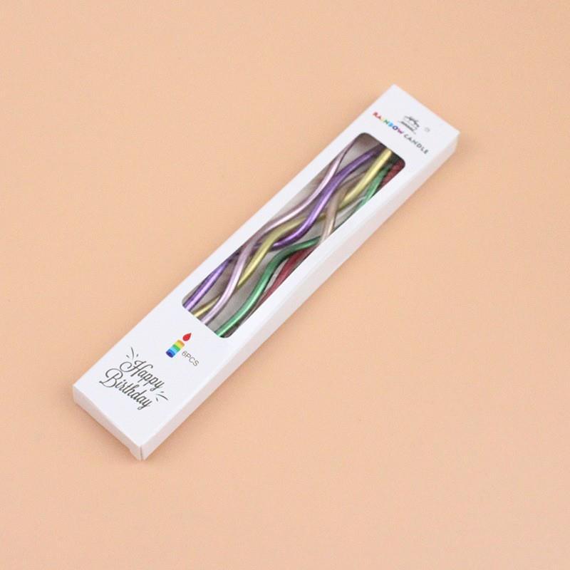 Creative Bent Cake Candles | Electroplated 5-Color Vintage Candle Toppers | Birthday Party Dessert Table Decoration