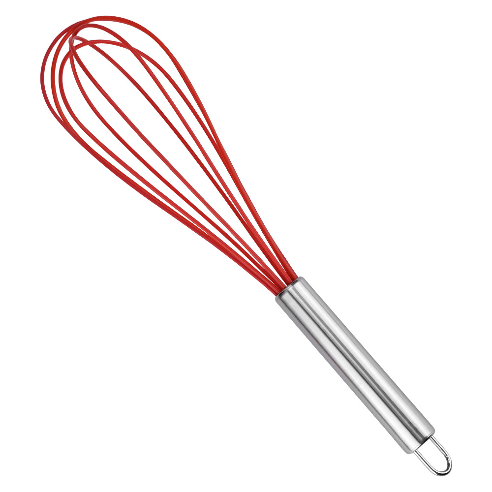 Stainless Steel Handle Silicone Whisk - 8/10/12 Inch Heat Resistant Kitchen Mixer