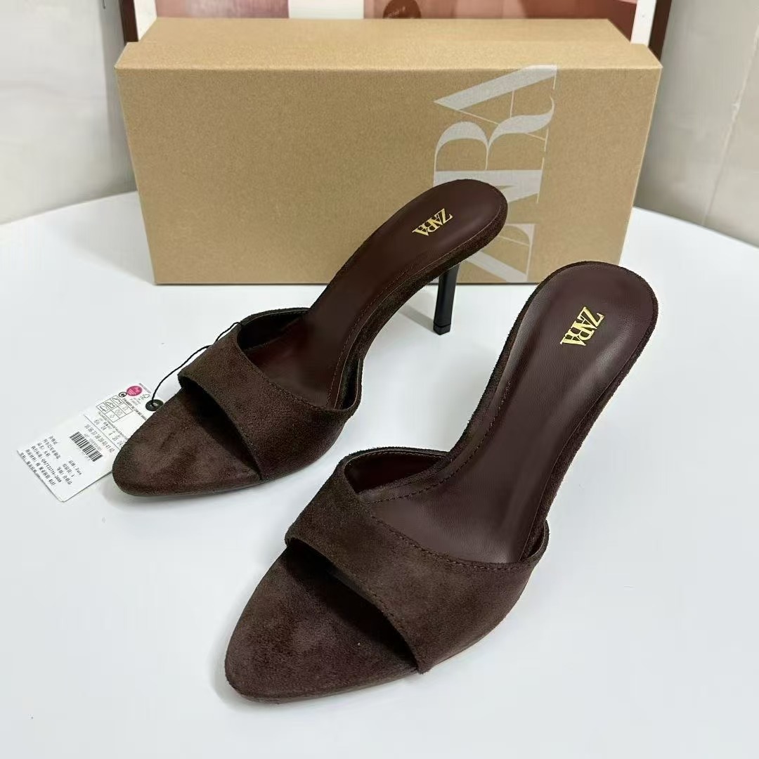 Cow Print Horsehair Single Strap Slide Mules Women Pointed Open Toe Backless Stiletto Slip On High Heel Sandals