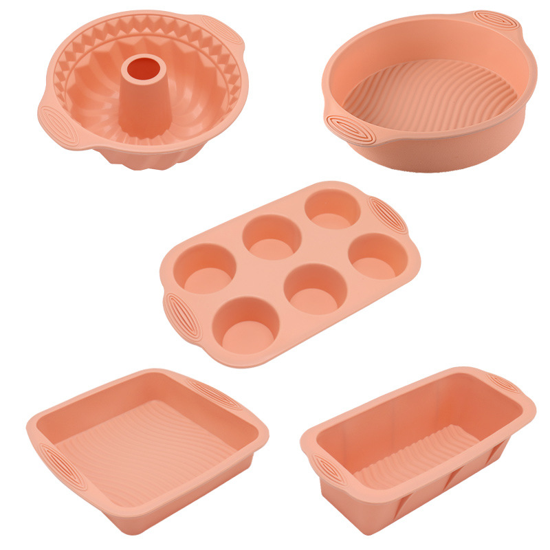 Silicone Baking Mold Set Non-Stick Food Grade Bakeware Kit Including Loaf Pan, Bundt Cake Mold, Muffin Tray for Bread Cake Baking Oven Use