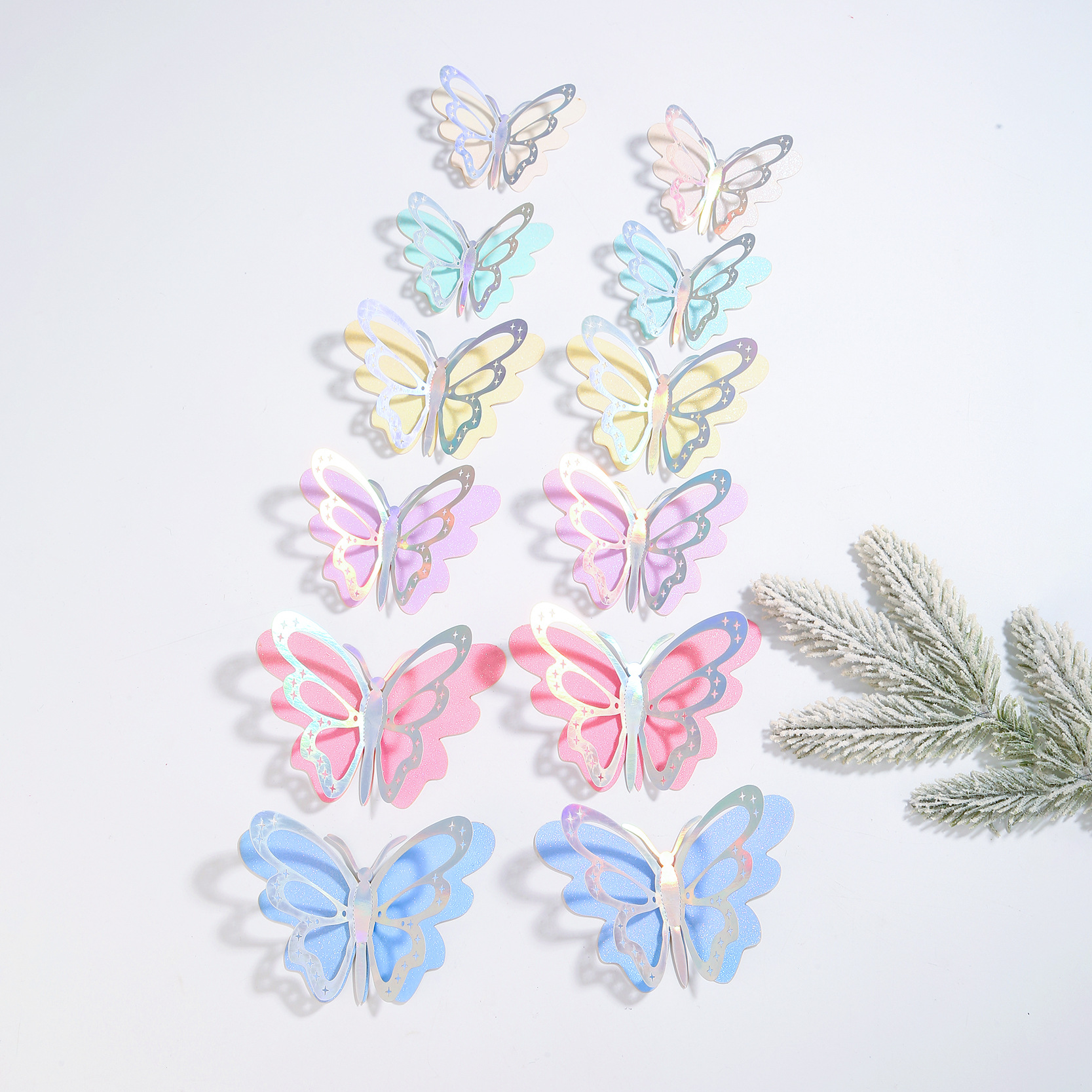 Pastel Metallic Edge Butterflies: Playful Accents for Walls & Cake Decor, 12-Piece Set