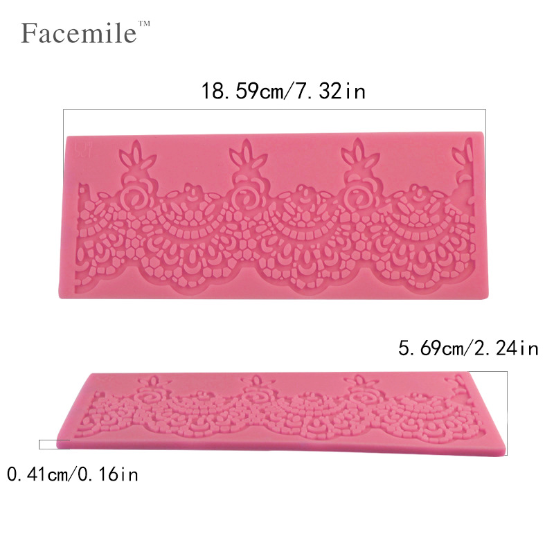 Lace Silicone Fondant Mold, Wedding Cake Border Decorating Tool, Hollow Pattern Chocolate Lace Mat for Dessert Edging