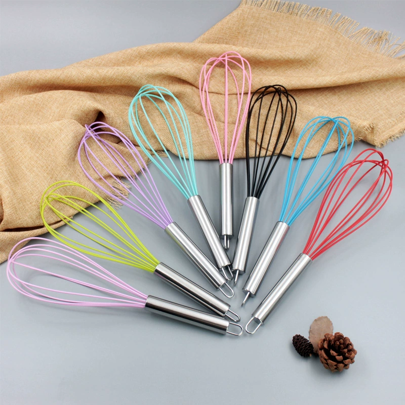 Stainless Steel Handle Silicone Whisk - 8/10/12 Inch Heat Resistant Kitchen Mixer