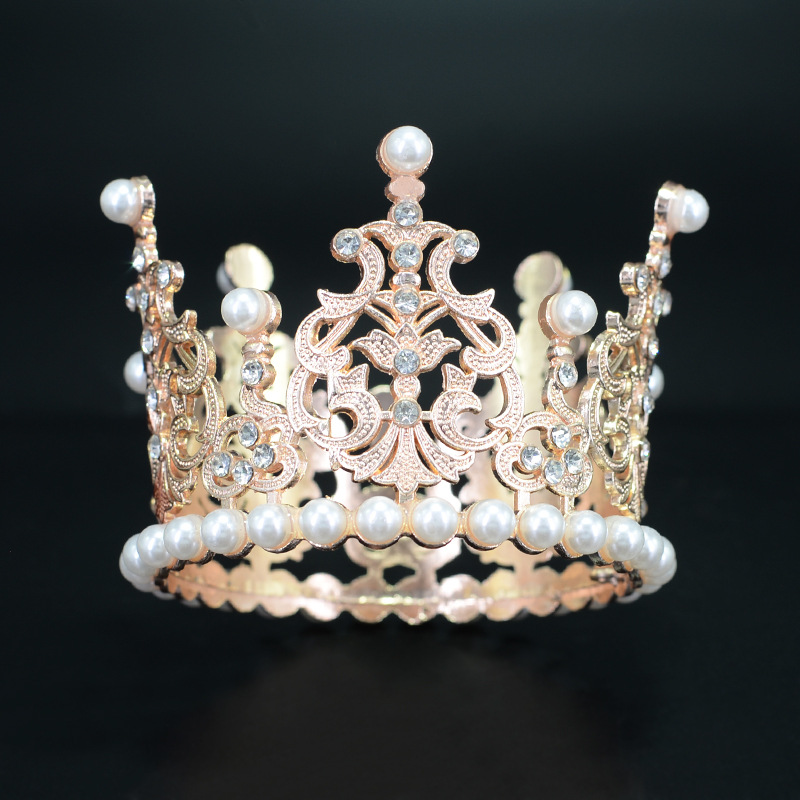 Full Diamond Pearl Bridal Large Crown - New Style Adult Wedding Headpiece, Reusable as Birthday Baking Cake Decoration
