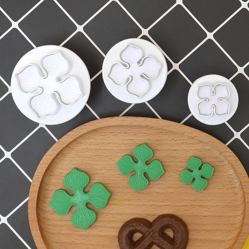 3Pcs Hydrangea Flower Spring Plunger Cutter Set - Plastic Fondant & Cookie Molds for Baking