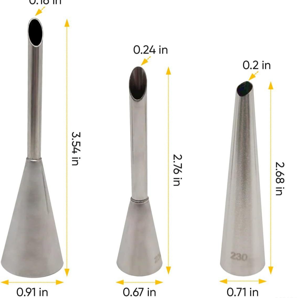 5Pcs Long Filling Puff Piping Tips Set, 304 Stainless Steel Cream Injector Nozzles for Puff, Croissant, Eclair Dessert Filling
