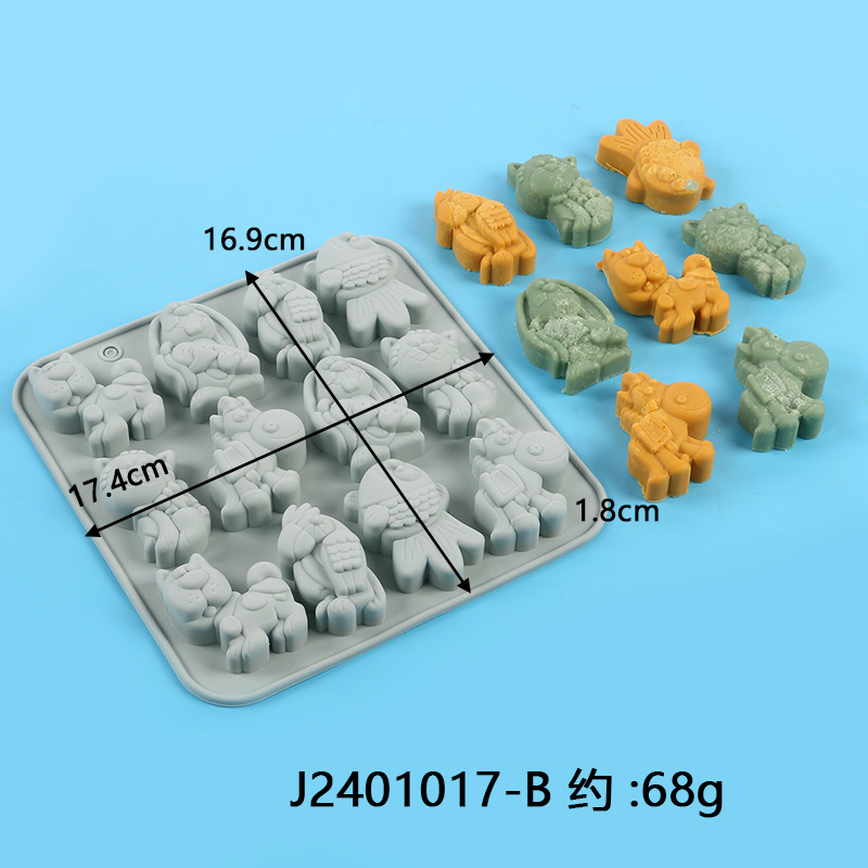 Animal Themed Silicone Mold - Dog, Horse, Cat, Parrot & Fish Shapes for Chocolate, Candy, Fondant & Cake Decorating