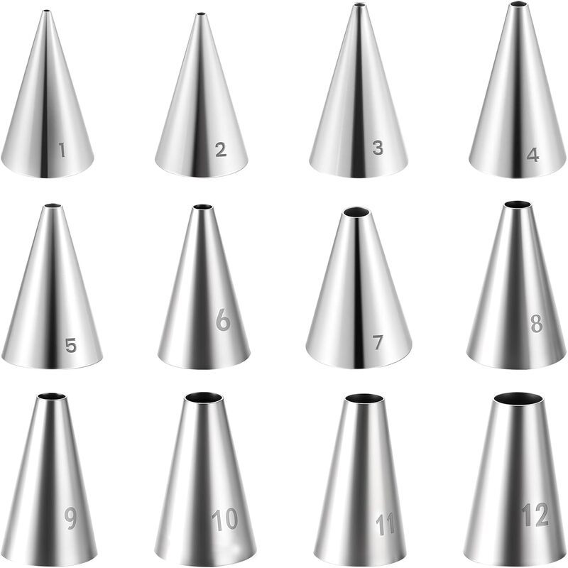 11Pcs Round Hole Piping Tips Set, 304 Stainless Steel Small Round Icing Nozzles for Dot Writing Cookie Cake Cupcake Decorating