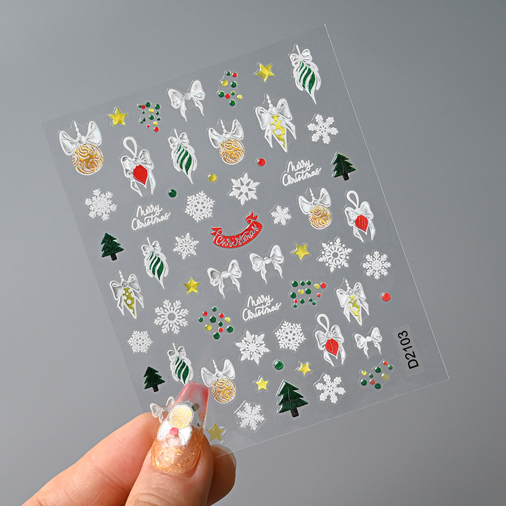 Festive Nail Sticker Set | Thin Reindeer & Snowflake Designs with Waterproof Backing, Christmas Theme Nail Art Decoration Kit