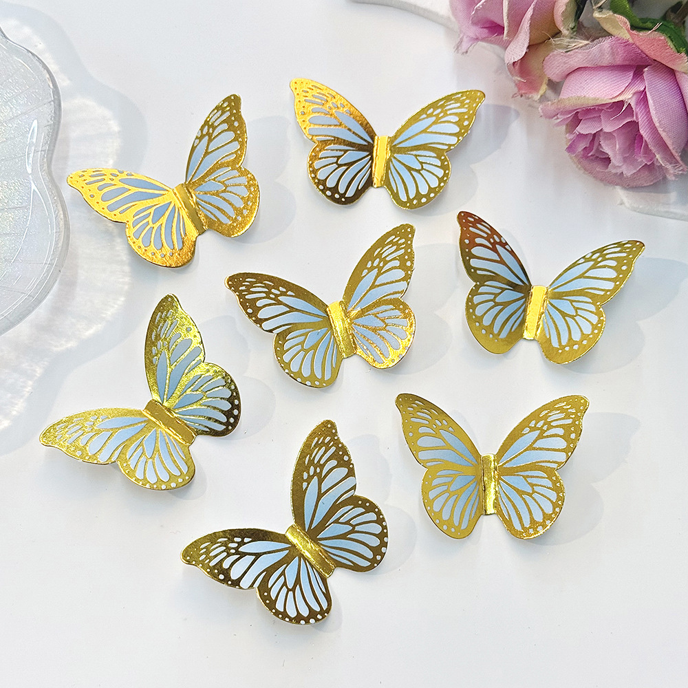 Shimmering 3D Gold Foil Butterflies - Whimsical Elegance for Enchanted Decor