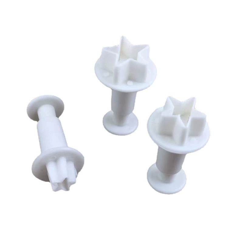 3Pcs Star Shape Spring Plunger Cutter Set - Plastic Fondant & Cookie Baking Molds