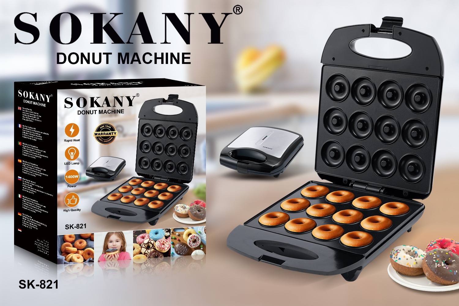 16 Hole Donut Maker Machine Doughnut Machine Baking Machine for Home Use Factory Wholesale