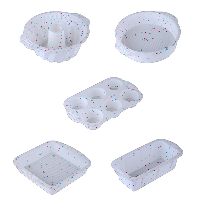 Silicone Baking Mold Set Non-Stick Food Grade Bakeware Kit Including Loaf Pan, Bundt Cake Mold, Muffin Tray for Bread Cake Baking Oven Use