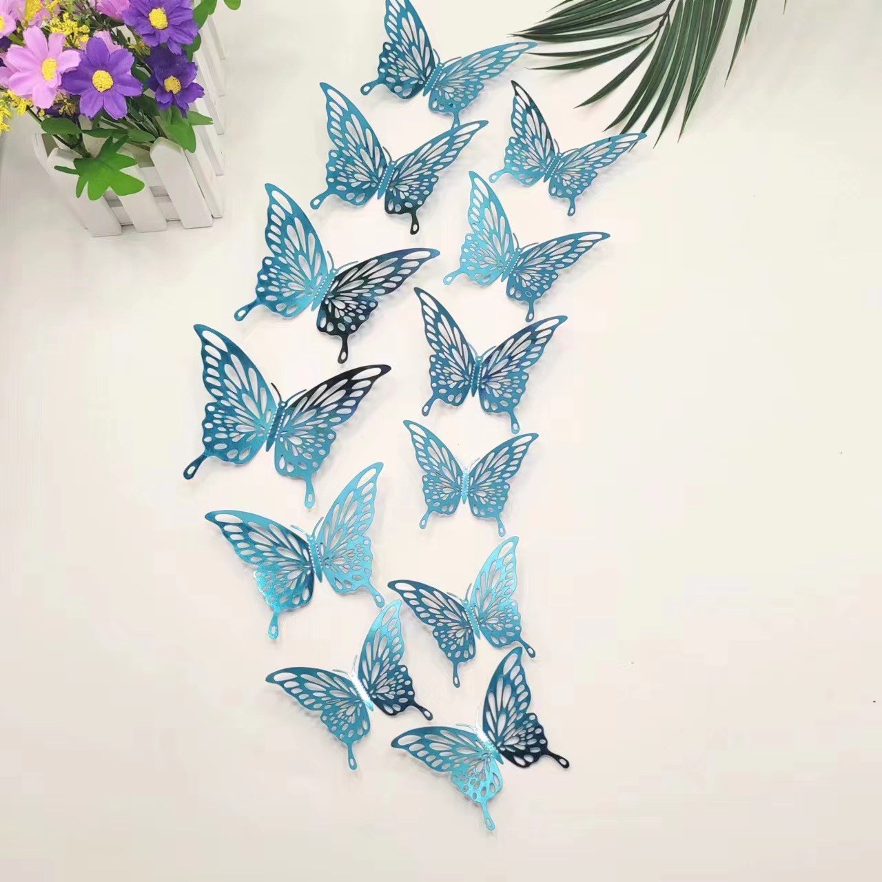 Shimmering Butterfly Magic: Metallic Decor for Your Walls & Cakes, 12-Piece Set in 11 Colors