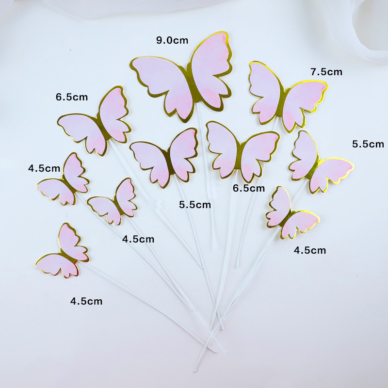 DIY Colorful Glittering Gold-Foil Butterflies & Wave Flags - Baking Toppers for Birthday Cakes, Perfect for Decorating Internet-Famous Dessert Tables