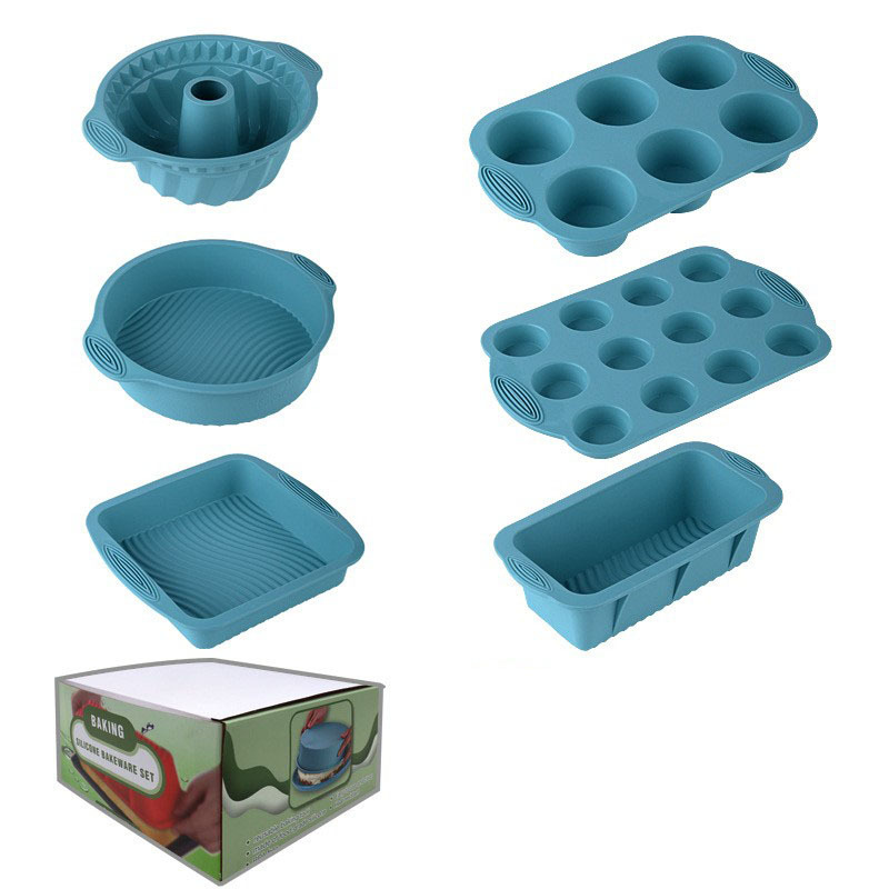 Silicone Baking Mold Set Non-Stick Food Grade Bakeware Kit Including Loaf Pan, Bundt Cake Mold, Muffin Tray for Bread Cake Baking Oven Use