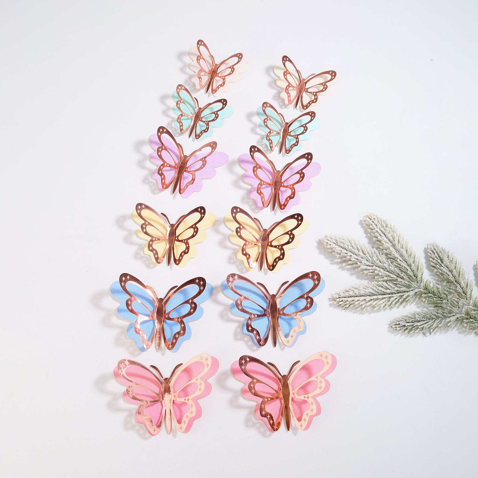 Pastel Metallic Edge Butterflies: Playful Accents for Walls & Cake Decor, 12-Piece Set