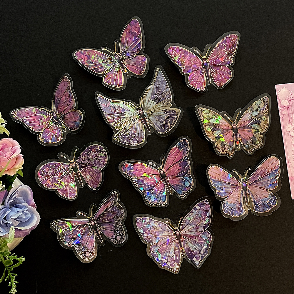 Iridescent Holographic Crystal Butterfly Stickers - Ethereal Rainbow Magic for Crafts & Decor