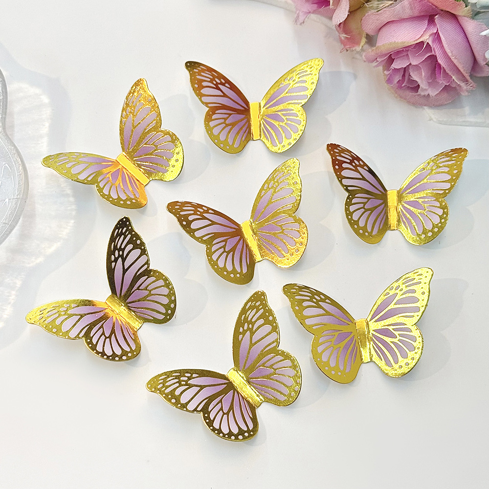 Shimmering 3D Gold Foil Butterflies - Whimsical Elegance for Enchanted Decor