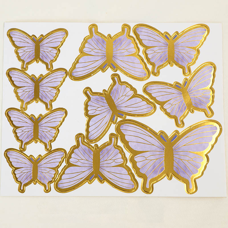 DIY Colorful Glittering Gold-Foil Butterflies & Wave Flags - Baking Toppers for Birthday Cakes, Perfect for Decorating Internet-Famous Dessert Tables