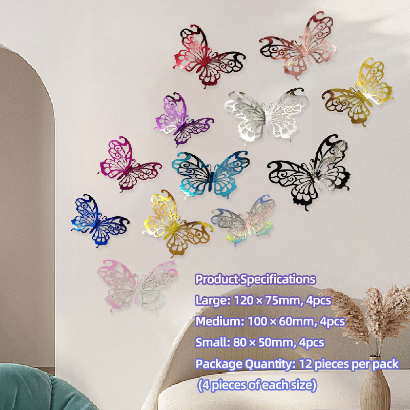 Elegant Metallic Butterfly Decor: Timeless Accents for Walls & Celebrations, 12 Colors