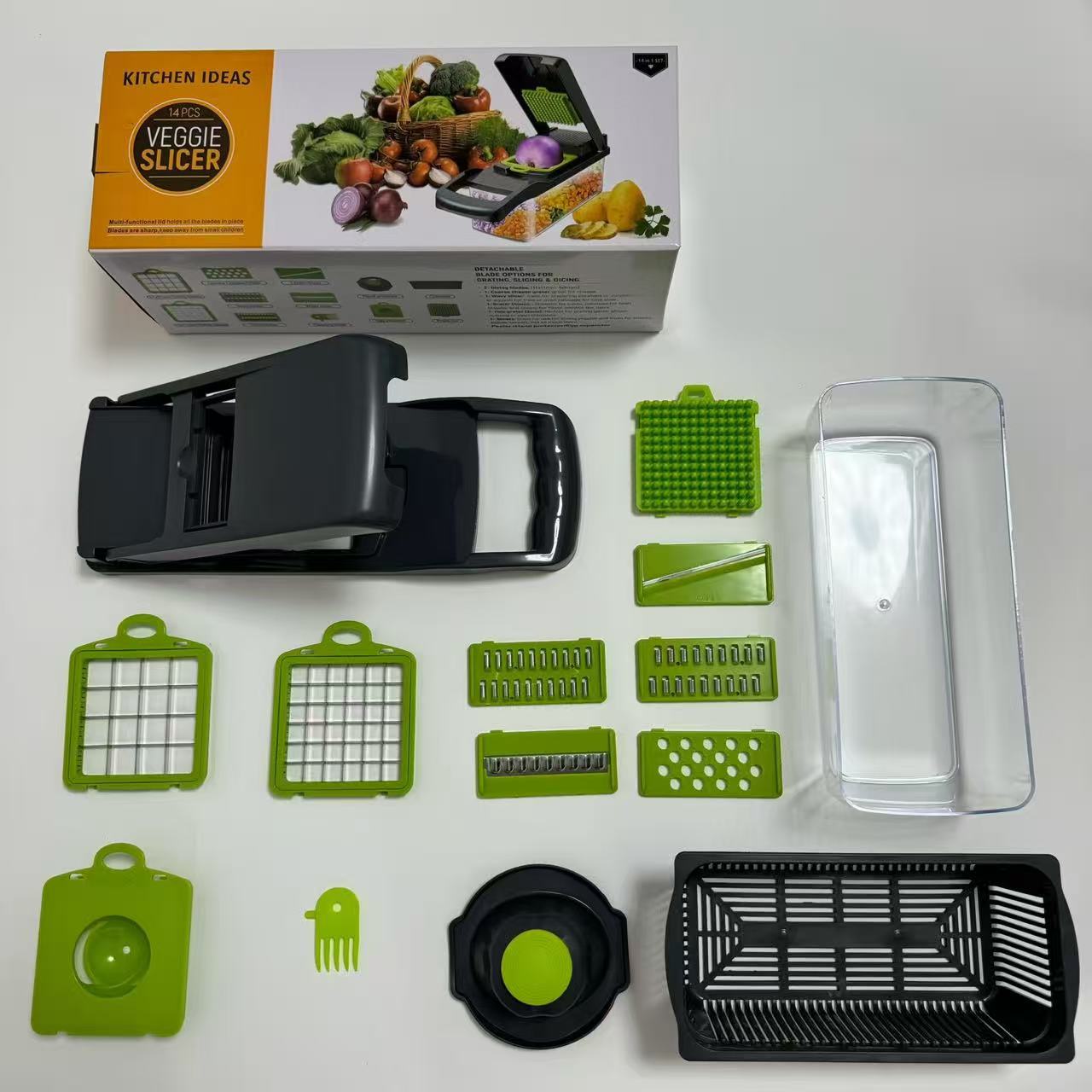 Multi-Functional Vegetable Chopper for Kitchen, Home Potato/Radish Shredder, 16-in-1 Dicing Slicing Shredding Tool