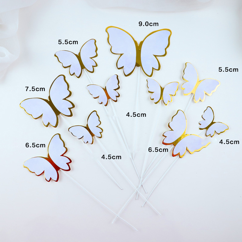 DIY Colorful Glittering Gold-Foil Butterflies & Wave Flags - Baking Toppers for Birthday Cakes, Perfect for Decorating Internet-Famous Dessert Tables