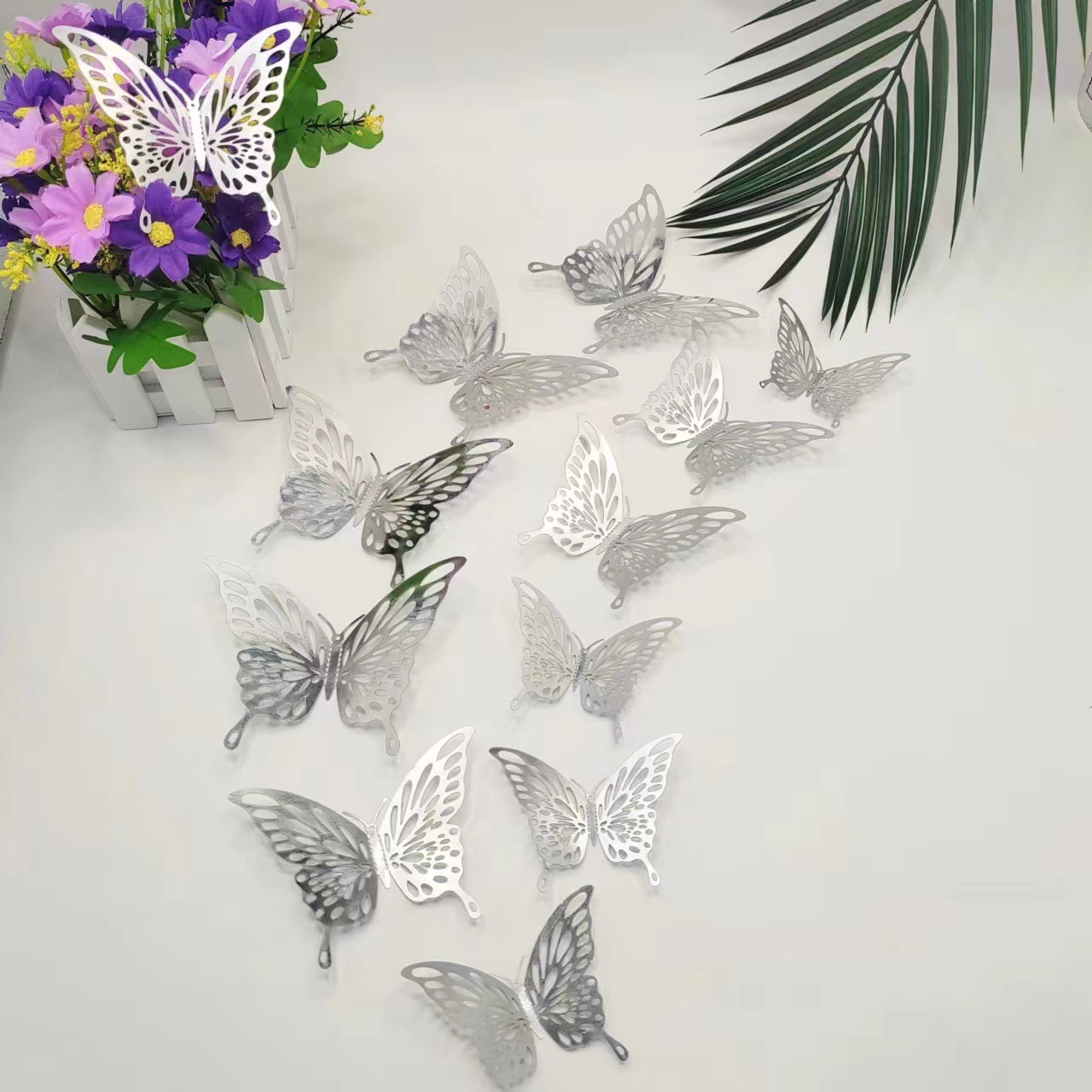 Shimmering Butterfly Magic: Metallic Decor for Your Walls & Cakes, 12-Piece Set in 11 Colors
