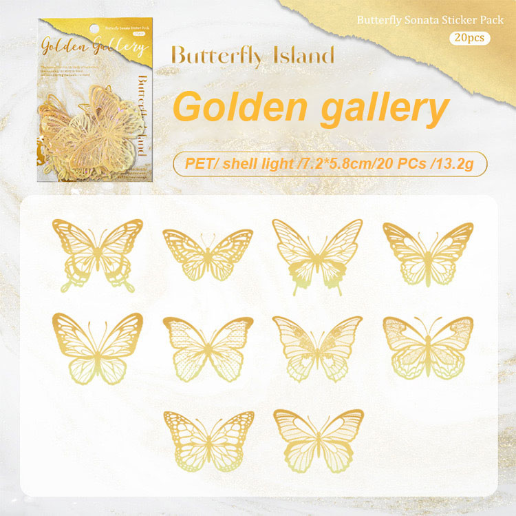 3D Hot Stamping PET Shell Gloss Butterfly Stickers - DIY Cake Decorations, Party Supplies & Cake Toppers for Butterfly Themed Events